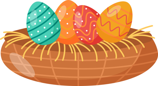 Easter element icon illustration with decorative eggs. png