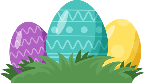Easter element icon illustration with decorative eggs. png
