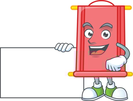 Chinese red scroll cartoon character style vector