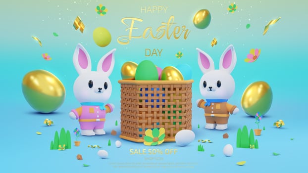 Easter background. Realistic colorful cute style design. Vector illustration.