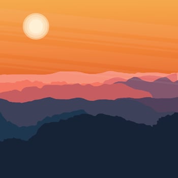 summer Sunset vector background illustration