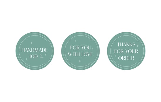 Handmade stickers set. Thanks for your purchase label. Made for you with love. Aesthetic business stickers for customer from individual entrepreneur vector