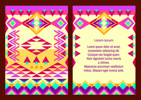 Aztec style vertical flyer set with Mexican ethnic elements. Vector. vector