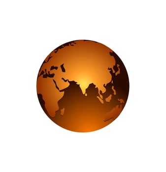 Golden world with golden india map. vector