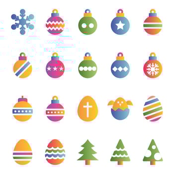 Gradient color icons for Christmas and easter. vector