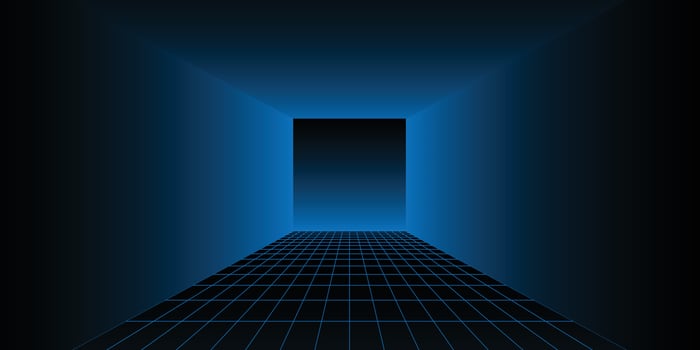Retro futuristic room with neon grid vector