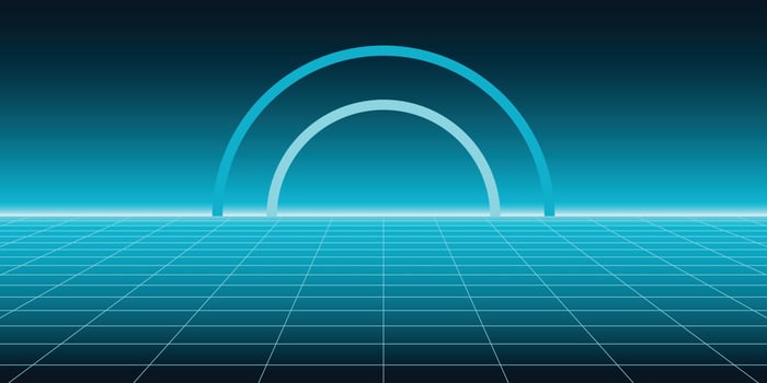 Retro futuristic background with neon light vector
