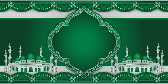 Islamic ornament template for background, horizontal banner, poster, cover design, social media feed, stories. Ramadan Kareem and eid mubarak 2023 concept vector