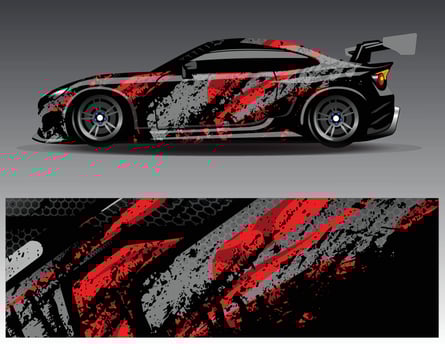 Car wrap design vector. Graphic abstract stripe racing background kit designs for wrap vehicle  race car  rally  adventure and livery vector