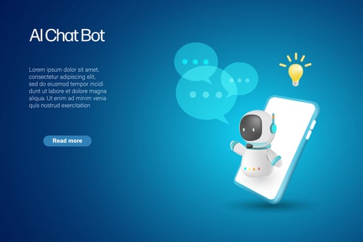 AI chat bot on computer generate smart solution answer to user. Artificial intelligence robot answer questions provide smart refinement conversation and ideas. 3D vector. vector