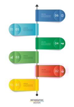 Infographics tab timeline to success business with 6 number data template. Vector illustration abstract background.
