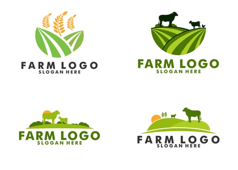 Set of farm logo vector, livestock logo icon design vector