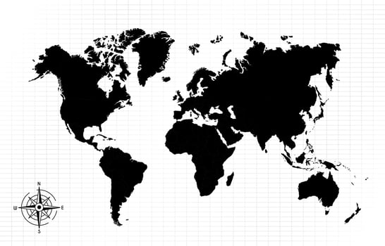 Minimalist Black and White World Map Concept vector