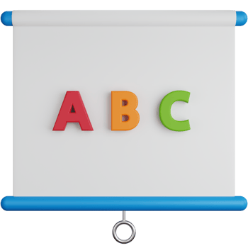 3D Icon Illustration Presentation Board With Alphabet png