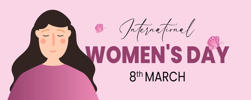 International Women's Day 8 march with woman and butterfly. vector