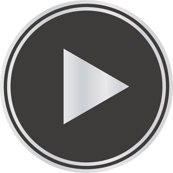 The iconic playback button with a luxurious feel. Silver vector image.