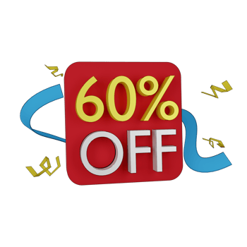 3d illustration of 60 percent discount png