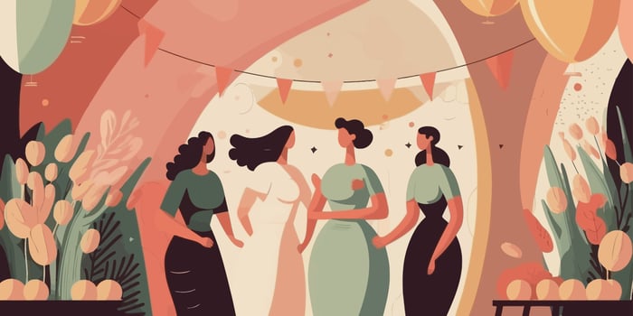 international women's day cartoon scene style vector