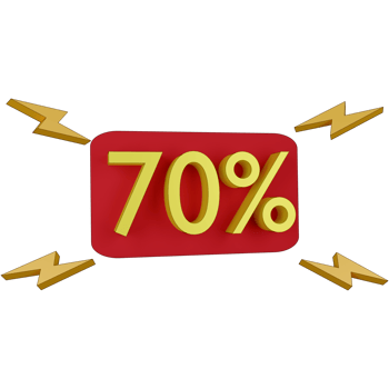 3d illustration alert 70 percent png