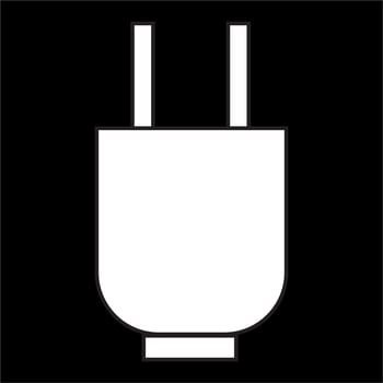 Vector, Image of power plug icon, Black and white color, on black background vector