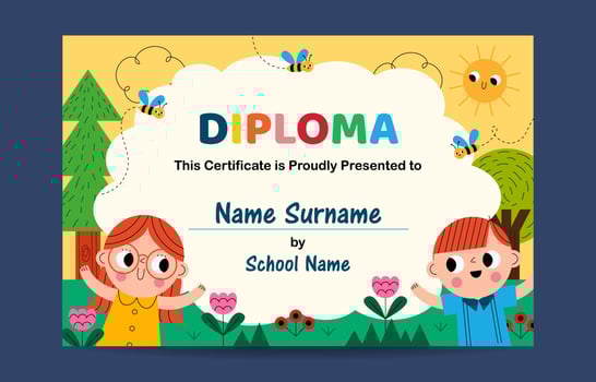 Children Diploma Certificate Template vector
