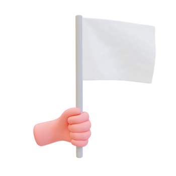 3d minimal surrender sign. admitting defeat. Surrender with a white flag as a peace symbol. 3d illustration. png