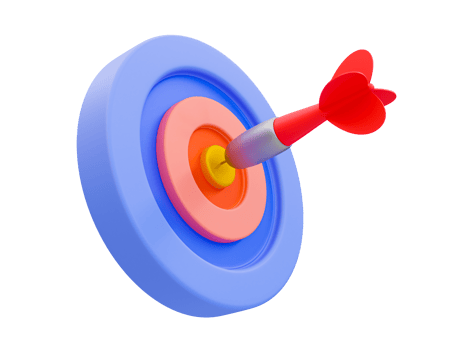 3d minimal financial target goal concept. strategy achievement. achieved the goal. The next aspiration. wealth planning strategy concept. Dart hit at the target at the dartboard. 3d illustration. png