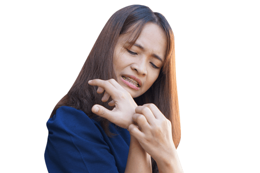 Asian woman having an itchy arm png