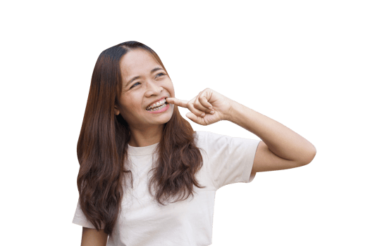 Asian woman with toothache presses her hand to her face png
