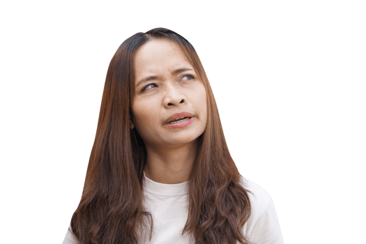 Asian woman making a stressed face png