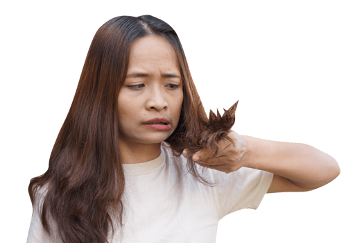 Asian woman with damaged hair png