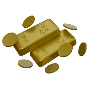 3d illustration of coins and gold bars png
