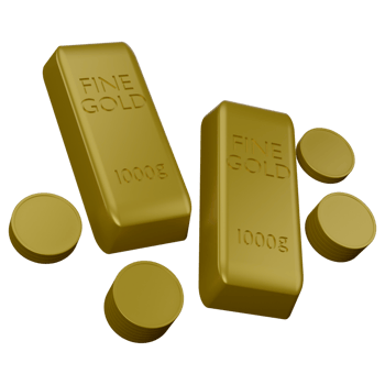3d illustration of coins and gold bars png