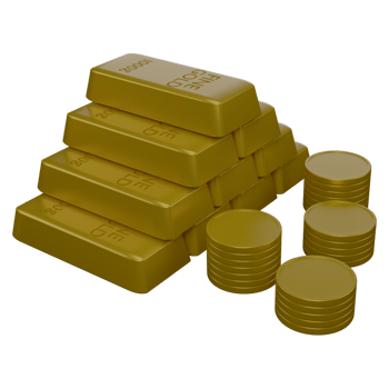 3d illustration of coins and gold bars png
