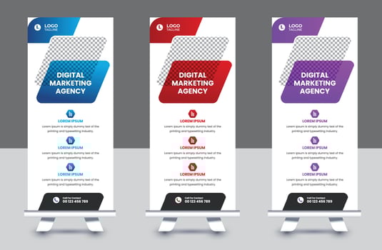 Professional business roll up banner and pull up banner template design vector