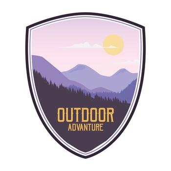 Adventure and mountain outdoor badges vector