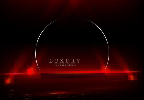 Dark red illustration with round podium and thin border. vector