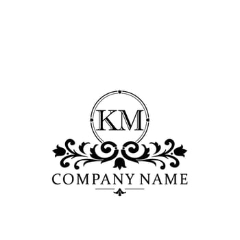 letter KM floral logo design. logo for women beauty salon massage cosmetic or spa brand vector
