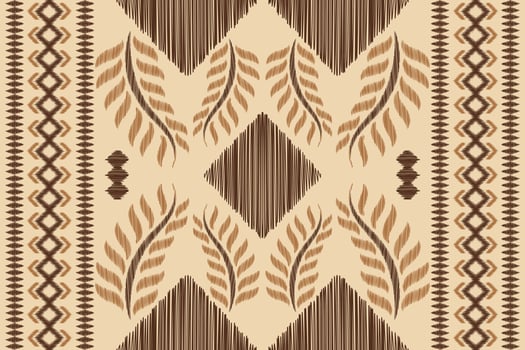 Ethnic Ikat fabric pattern geometric style.African Ikat embroidery Ethnic oriental pattern brown cream background. Abstract,vector,illustration.For texture,clothing,wrapping,decoration,carpet. vector