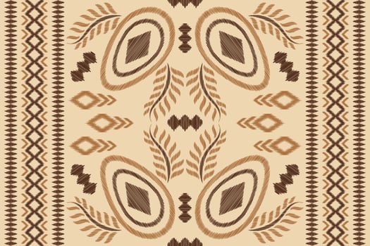 Ethnic Ikat fabric pattern geometric style.African Ikat embroidery Ethnic oriental pattern brown cream background. Abstract,vector,illustration.For texture,clothing,wrapping,decoration,carpet. vector