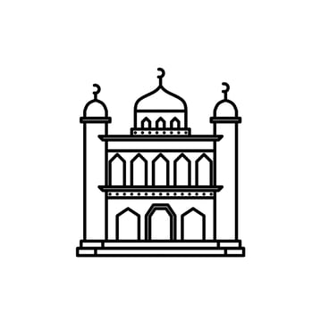 Mosque building line art is suitable for templates and colored books vector