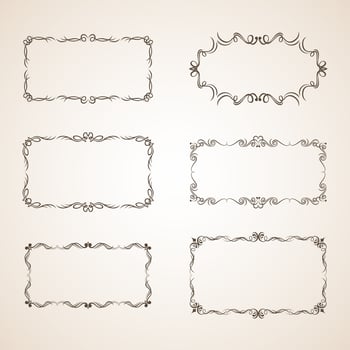 set of decorative rectangular frames and vintage ornament borders vector