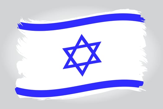 Israel flag paint brush strokes.  Israel flag vector page symbol for your web site design. Vector illustration