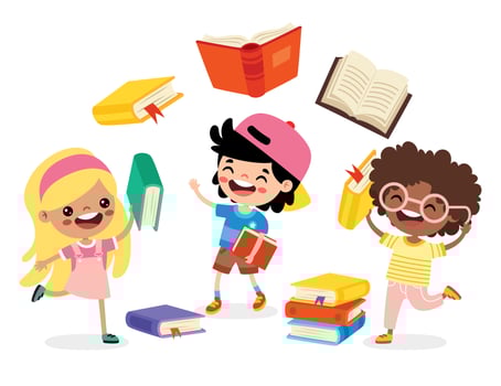 Illustration Of Kids Reading Book vector