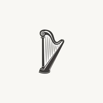 Harp lyre music logo icon vector illustration