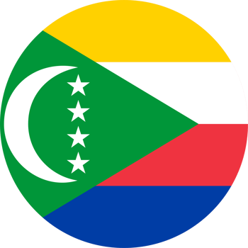 Comoros flag button on white background png