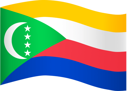 Comoros flag wave isolated on png or transparent background