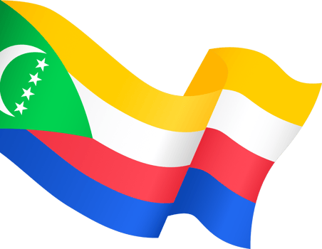 Comoros flag wave isolated on png or transparent background