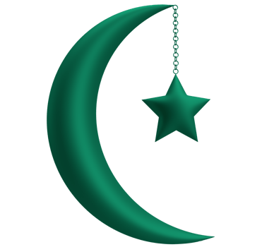 Moon star green gradient color symbol decoration april month ramadon season islam muslim culture religion allah middle east arabian mosque kareem turkisth country international masjid qatar .3d render png