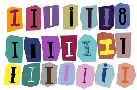 Alphabet i- vector cut newspaper and magazine letters, paper style ransom note letter